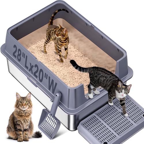 Stainless Steel Litter Box , 28'L*20'W*12'H XXL Extra...