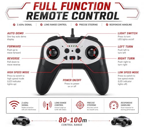 Image of Remote Control Sports Car & Off-Road SUV Toy for Kids, High Speed RC Racing with Wireless Remote, Realistic Lights & Premium Design Gift for Boys Girls (SH-9221-cybertruck)