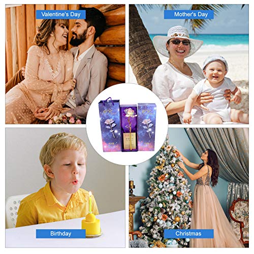 Flor rosa falsa,Funien Flor rosa artificial colorida com caixa de presente para mulheres Dia das mãe