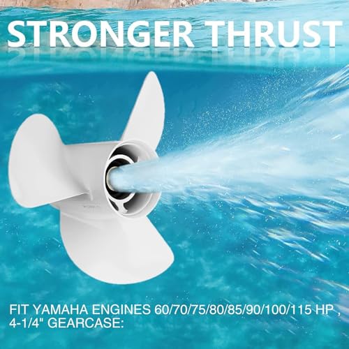 Image of OEM Upgrade Aluminum Outboard Moto Boat Propeller fit Yamaha Engines 60-115 HP, 13.25x17p,13.5x15p,13x19p,13x17p-4B 15 Spline Tooth