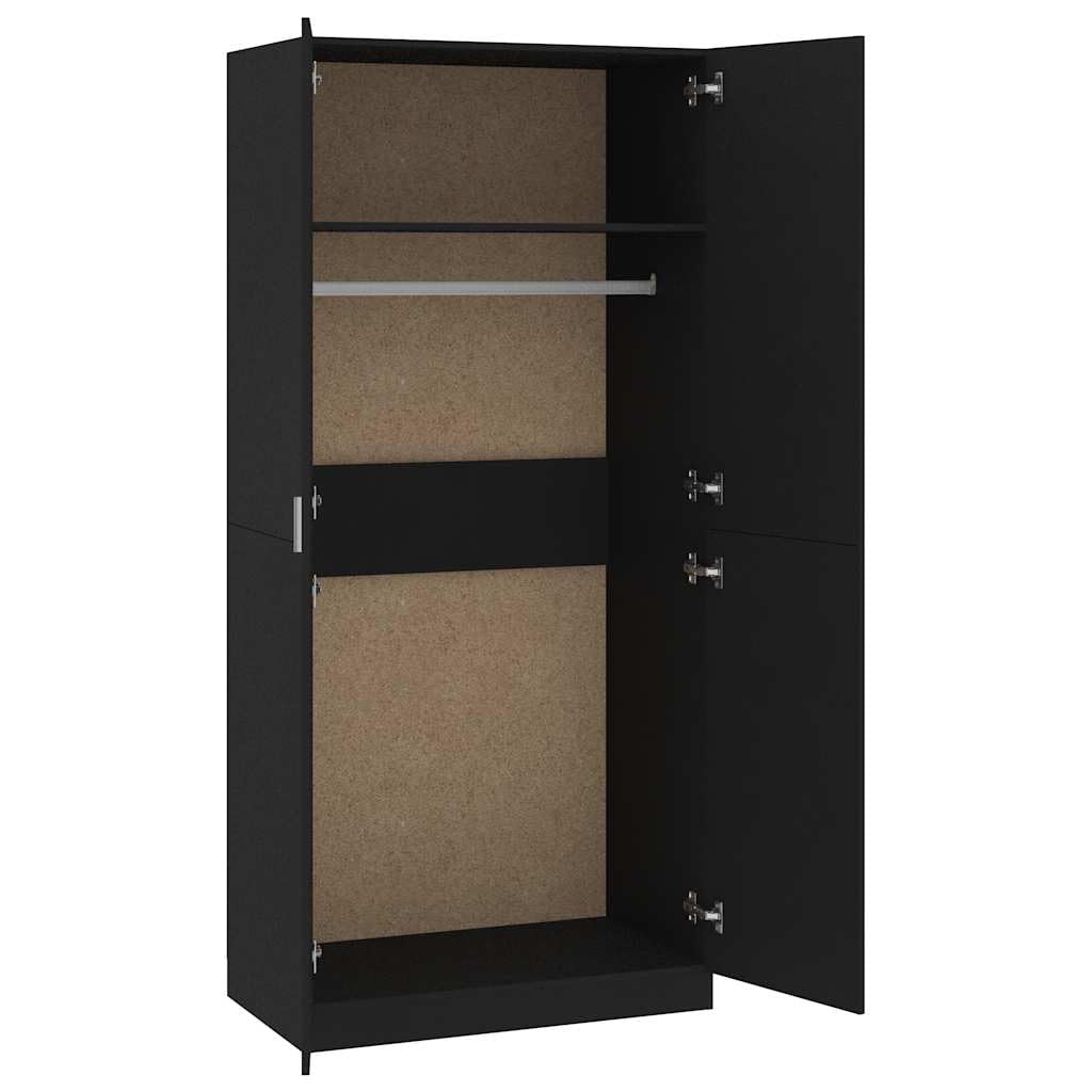 Armoire de rangement Garde-robe Armoire de chambre Noir 100 x 50 x 200 cm Bois d'ingénierie 58050
