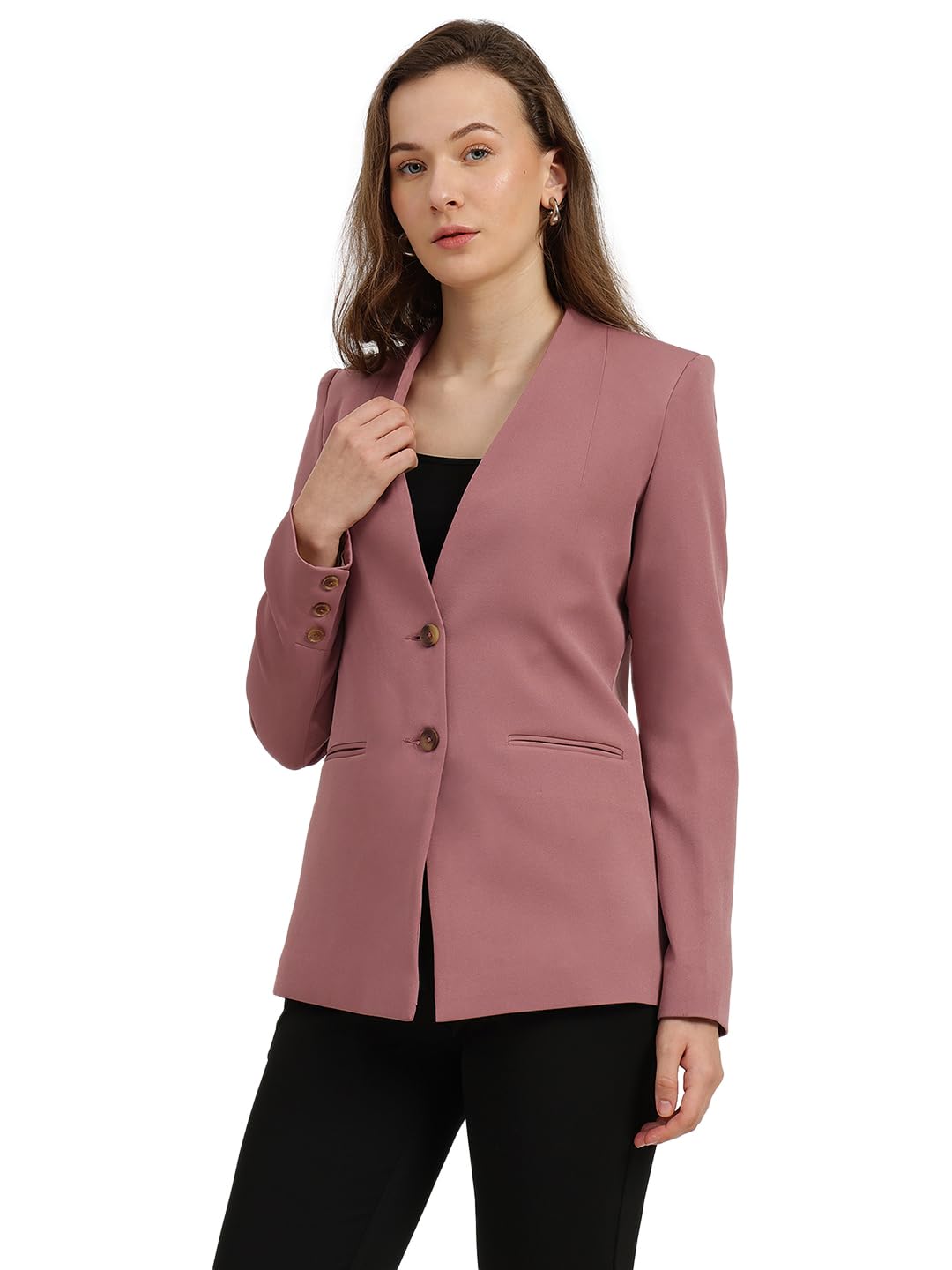 fablestreet Single Breasted Blazer - Dusty Pink-picture-49