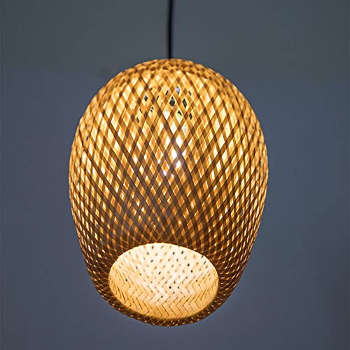 Lampe en osier naturel compatible douille E27 pour suspension durable
