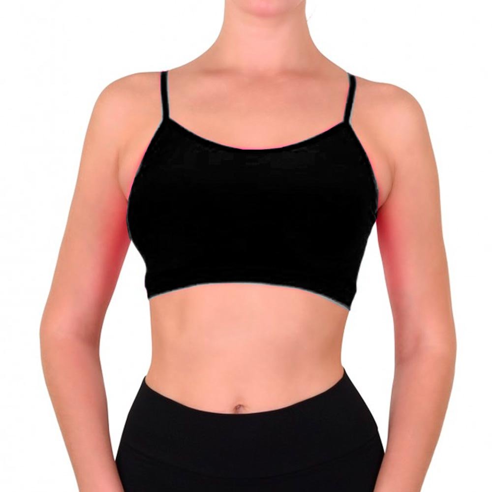 6 Seamless Tank Cami Bra Crop Top Spaghetti Straps Camisole Sport Yoga Gym Black