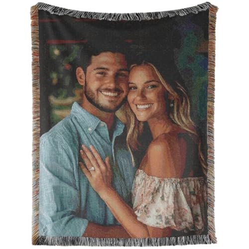50x60 Personalized Photo Throw Custom Blanket with Picture for Adults Custom Gift Wedding Grandma Personalized Memorial Blanket