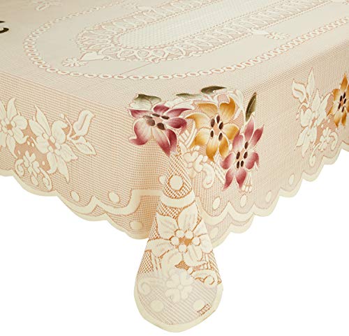 Amazon Brand – Solimo Dining Table Cover, Floral, Brown
