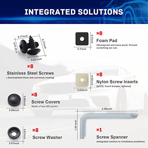 8 Sets Black License Plate Screws - Updated Rustproof Stainless Steel License Plate Bolts, Premium Screw Kit for License Plates Frames on Cars