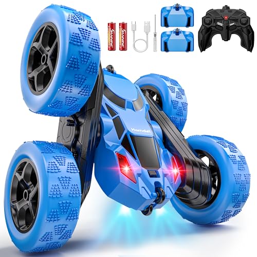 Image of Hamdol Remote Control Stunt Car for Kids, 360 Spinning Double-Sided RC Toy with Headlights, 4WD USB-C Rechargeable Vehicle for Boys Ages 6-12, Educational STEM Toy