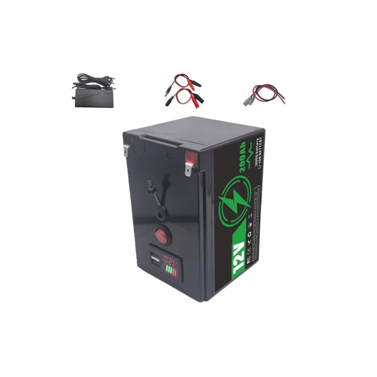 Batteria A Ciclo Profondo 12V 150Ah Versione Aggiornata BMS Integrata | Batteria LiFePO4 a ciclo profondo for pannello solare RV Marine Home Storage(200Ah X1 Charger X1)