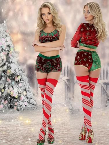Image of ToBeInStyle Women's Novelty Vertical Spiral Striped Thigh High Stockings