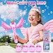 EagleStone Princess Bubble Wand for Kids Girls with LED Lights & Music, Fairy Bubble Machine Toy with 4 Bubble Solutions, Outdoor Bubble Toys for Toddlers Aged 3 4 5 6 7 8, Birthday Gift for Girls