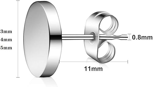 Miniatura 2 de G23 Titanio Oreja Para Orejas Sensibles 0.118 in 0.157 in 0.197 in Disco Plano Redondo Pendientes De Piercing De Grado De Implante