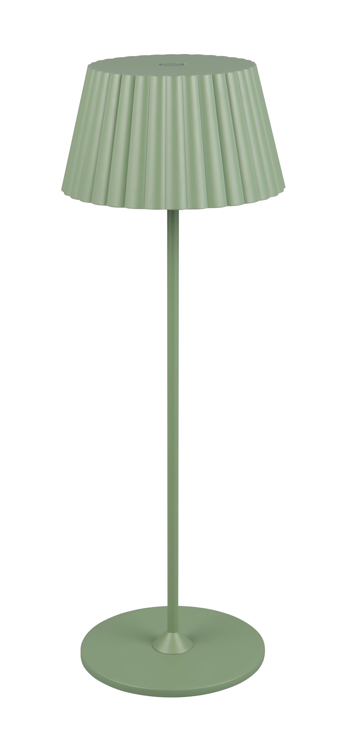 RL LIVE YOUR LIGHT Reality Leuchten Suarez R57706149 LED Outdoor Battery Table Lamp Metal Pistachio Green with 1.5 Watt LED, 4-Way Touch, Charging Station