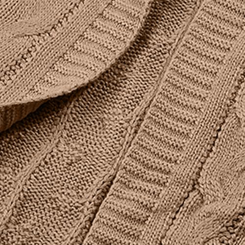 Angxiwan Strickjacke Strickjacke Gestreift Strickpullover Offene Feinstrickpullover Winter Herbst Dicke Strickmantel mit Taschen Flauschiger Langarm Damenstrickjacke Sweatshirt Damen Baumwolle