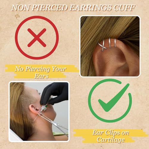 Image of Ear Cuffs Non Piercing Chunky Ear Cuff Earrings for Women Non Tarnish Clip on Cartilage Earrings Trendy Jewelry No Pierced Ears Fake Earring Set Fashion Accessories Jewelry Birthday Gifts