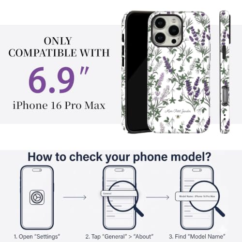 Coque iPhone 16 Pro Max lavande florale mate compatible MagSafe en TPU et PC - 4