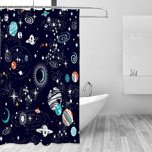 Rideau de douche galaxie en polyester imperméable 168x183 cm avec crochets - 5