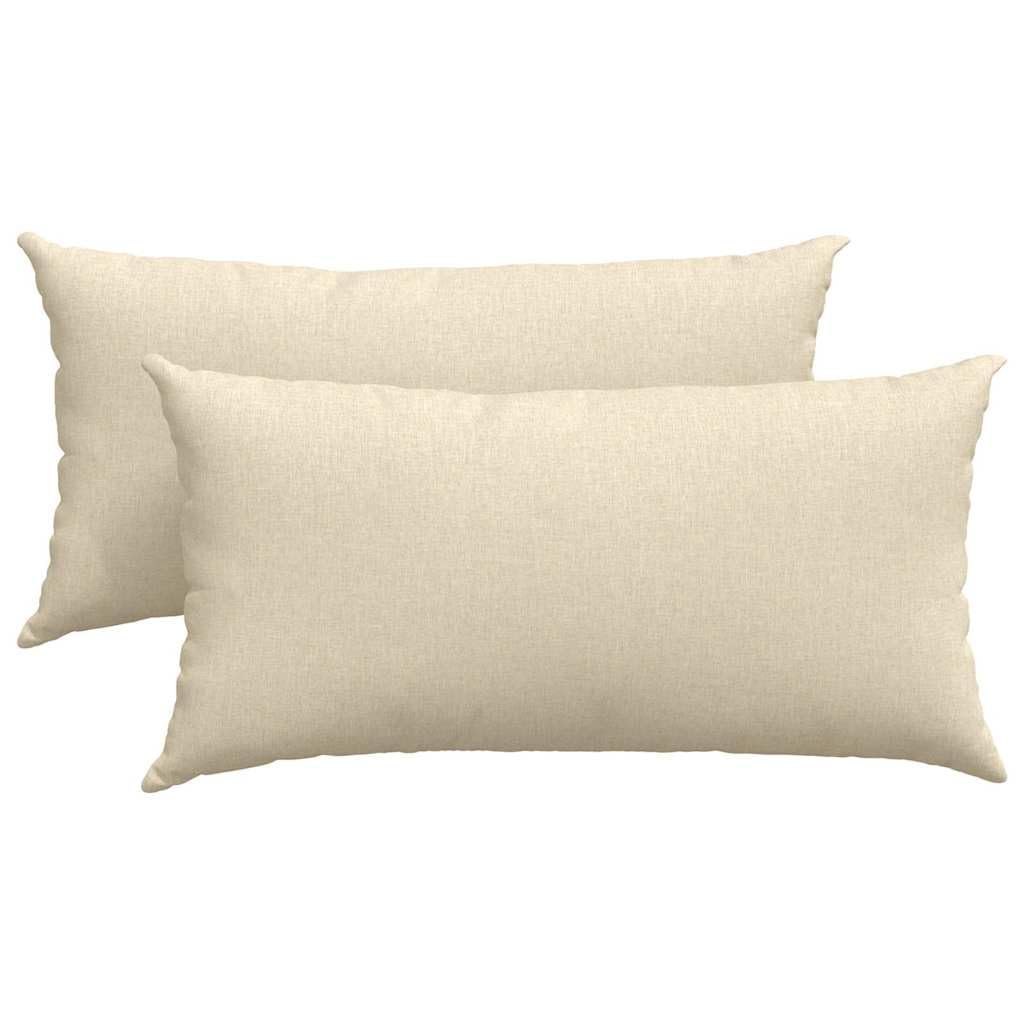Set 2 Cuscini da Divano Tessuto Crema 80 x 40 cm Sfoderabili | Morbidi supporti lombari per il soggiorno o la camera da letto, ideali per rinnovare l arredamento interno.