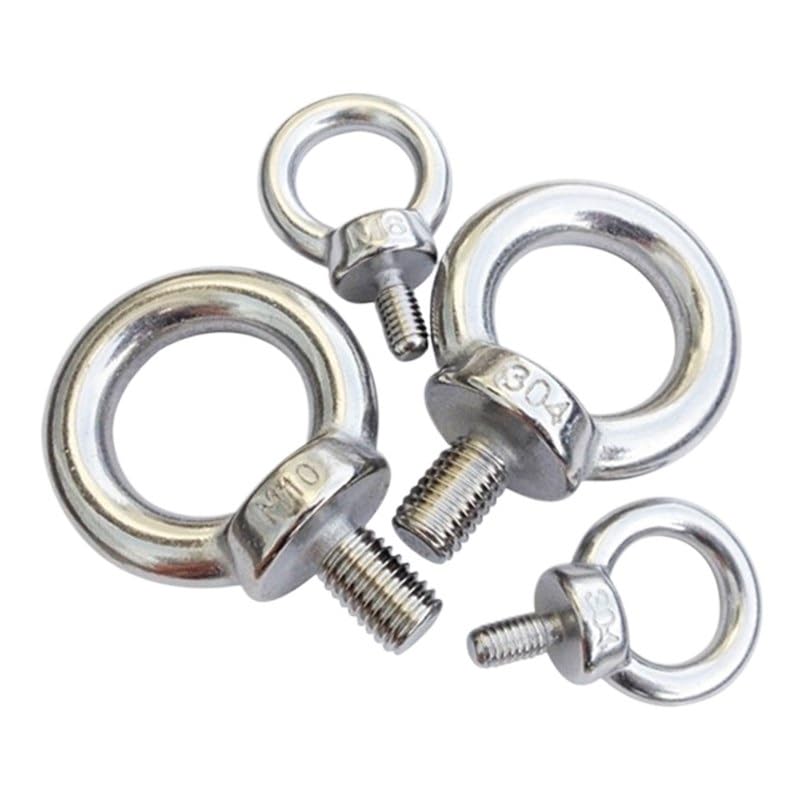 Lifting Eyebolt, 1pcs 304 Stainless Steel Cable Rope Lifting Eye Bolt M3 M4 M5 M6 M8 M10 M12 M14 M16 M18 M20 M24 M27 M30 Male Thread Hook Screw Bolts(M27)