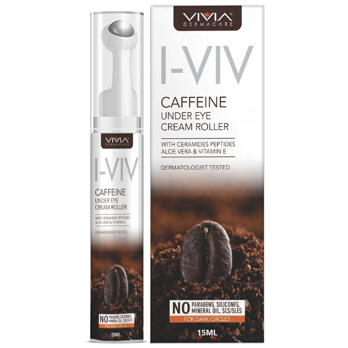 Vivia Dermacare IVIV Caffeine Under Eye Cream Roller with Cemaides