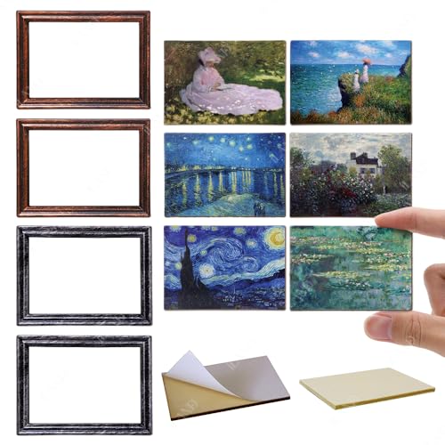 iland Miniature Dollhouse Accessories for Dollhouse Furniture on 1:12 Scale, Frames w/Printed Classic Impressionist Paintings Set (4 Frames &...