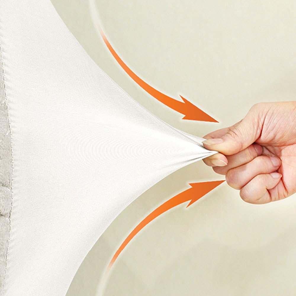 Nordische Volltonfarbe Bett Kopfteil Bezug, Weicher Strecken Bett Kopfteil Hussen, Staubdicht Bettkopfteil Husse, Verdickt All-Inclusive Bettkopfteil Bezug für Schlafzimmer (200cm,Beige)