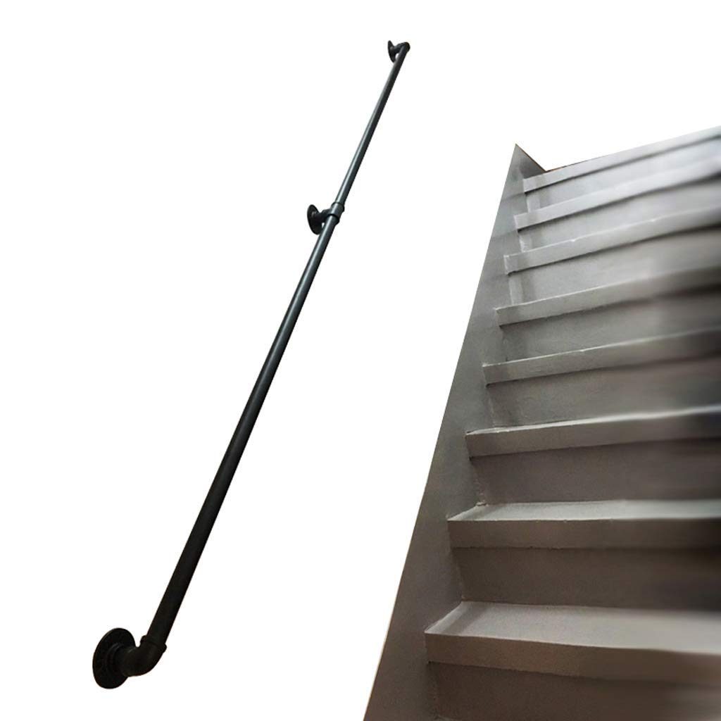 Main Courante pour escalier intérieur et extérieur | Supports muraux Kit de Rampe d'escalier pour rampes de sécurité pour Jardin de Piscine - Fer en métal Noir