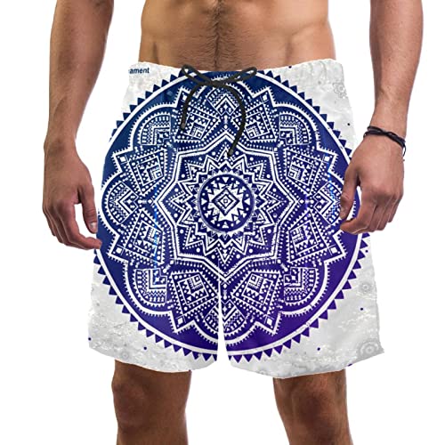 Maillots de bain shorts de plage homme Yuzheng motif rond bleu