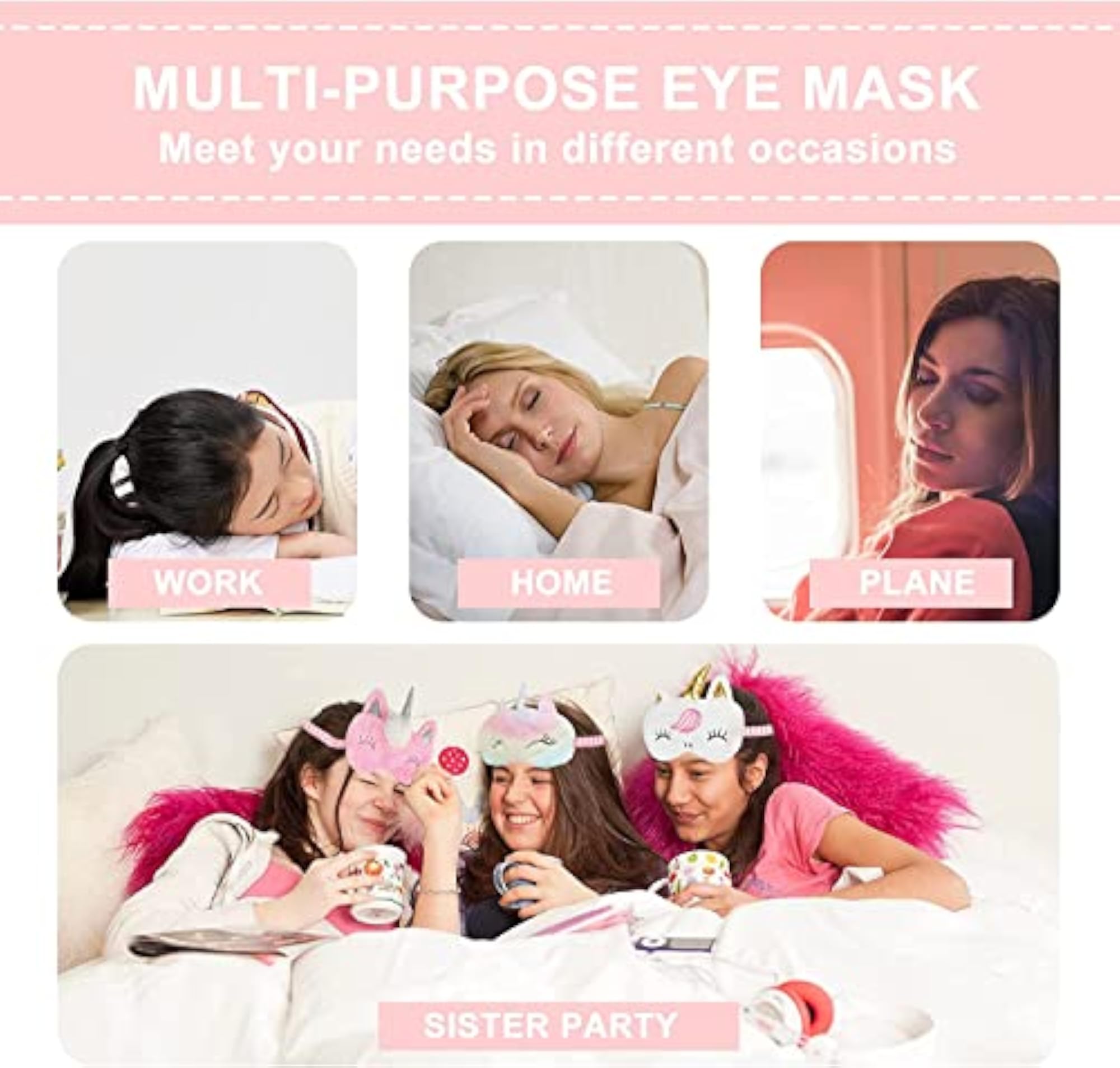 Unicorn Fur Sleeping Mask, Cute Plush Eye Mask Gift