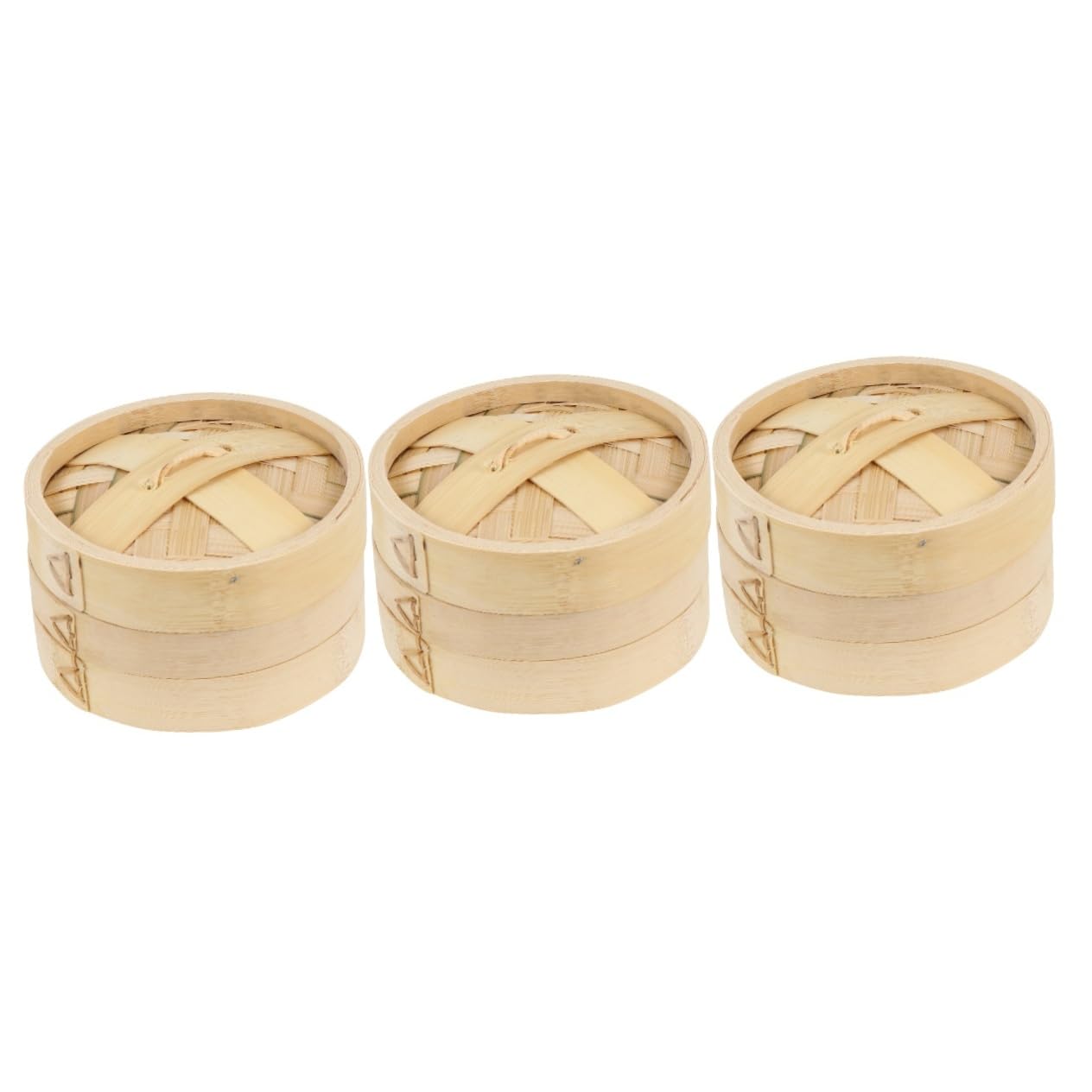 Luxshiny3 Sets Steamer Handles Plant Miniature Wicker Baskets Dim Chinese Food Asian Steaming Cookware Hot Dog Cooker Panier Steamed Rice Sistema Favors Steam Pot Instant Bao Bamboo