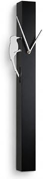 Torre & Tagus 25" Modern Pendulum Wall Clock with Moving Woodpecker, Black