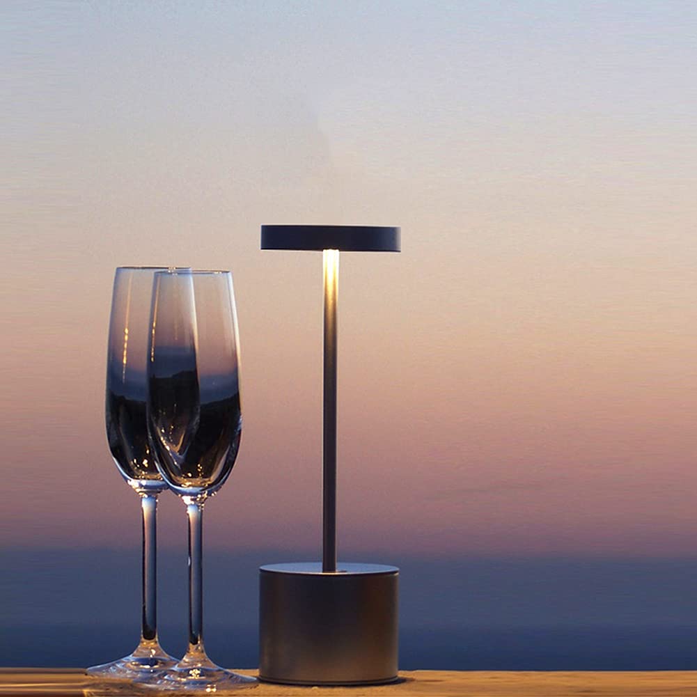 Kabellose Tischlampe 2er set, LED Tischlampe Akku, Metall Schwarz, Geeignet für Restaurants, Zum Gebrauch im Freien und in geschlossenen Räumen