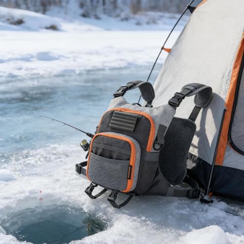 Mochila para pesca con mosca de muchos compartimentos impermeable táctica 4