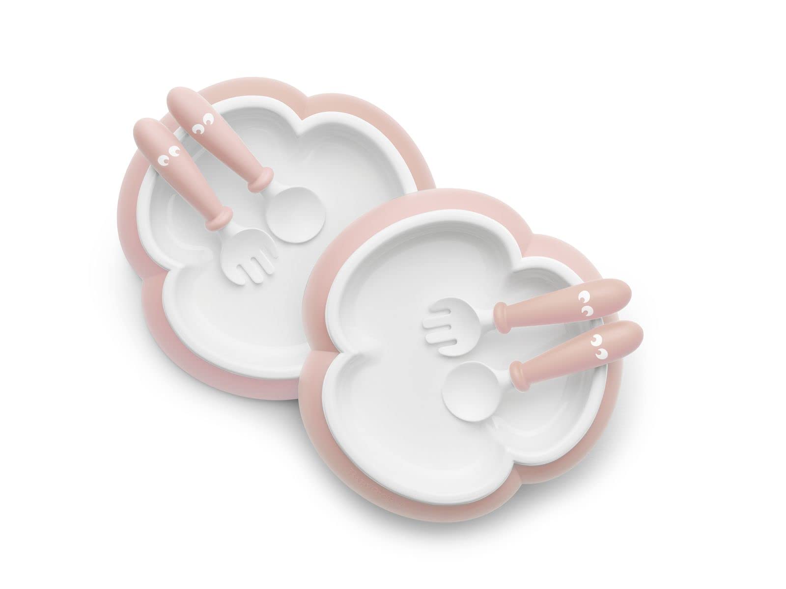 BABYBJÖRN Kinderteller, Löffel und Gabel, 2 Sets, Blassrosa