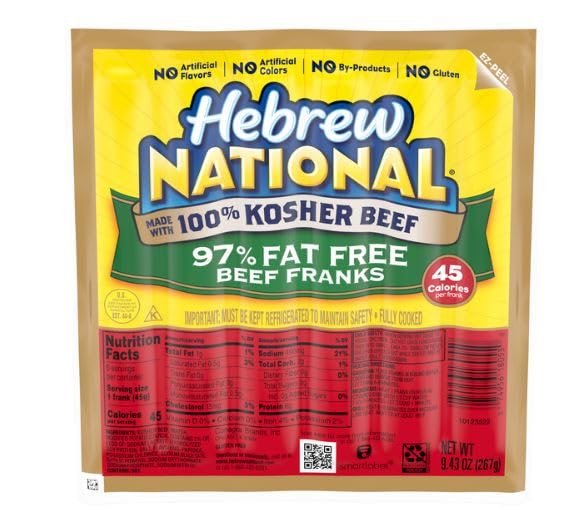 Hebrew National 97% Fat Free Beef Franks, 9.43 oz - Pack of 3