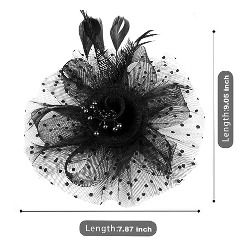 Cizoe Fascinators Hat for Women Tea Party Hat Kentucky Derby Wedding Flower Cocktail Mesh Feathers Headpiece(1-a-Blush Pink) - Thumbnail 7