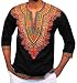 Dellytop Men's African Dashiki Autumn Fashion Print Long Sleeve T Shirt (XX-Large, Black)