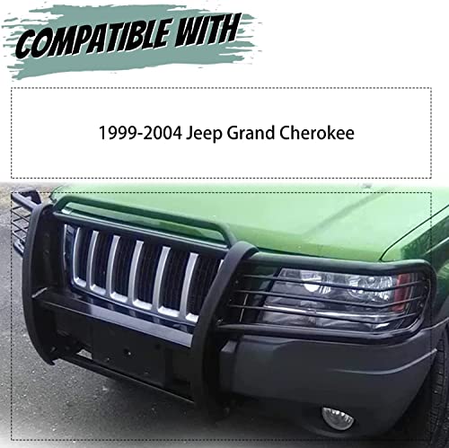 Hecasa Front Bumper Brush Guard Compatible With 1999-2004 Jeep Grand Cherokee Powder Coated Steel Grille Guard #TOP1