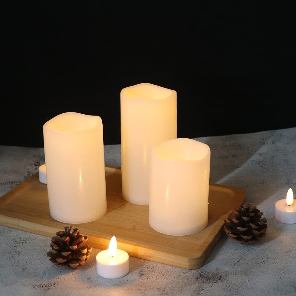 Eldnacele Candele LED Impermeabili Con Telecomando - 2 Pezzi 25 Cm - Plastica Bianca - Timer E Luce Tremolante
