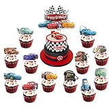Staryes Car Cupcake Topper 25 Pcs Mcqueen Cake Topper Cupcake Toppers for Car Themed Kids Boy Girl H