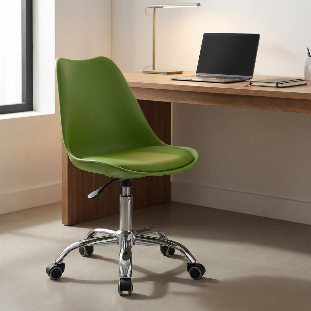 Brigros WeHome - sedia ufficio moderna disponibile in diversi colori per camerette di ragazzi sale studio sale d'attesa sedia da ufficio con seduta in ecopelle (Verde)