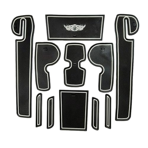 Image of Car Drome | Door Cup Mat Set for Maruti Suzuki Swift Dzire 2018 Onwards | Premium Non-Slip Rubber Inserts | Custom Fit 11 Pieces | White Trim Interior Car Accessories | Dustproof & Waterproof