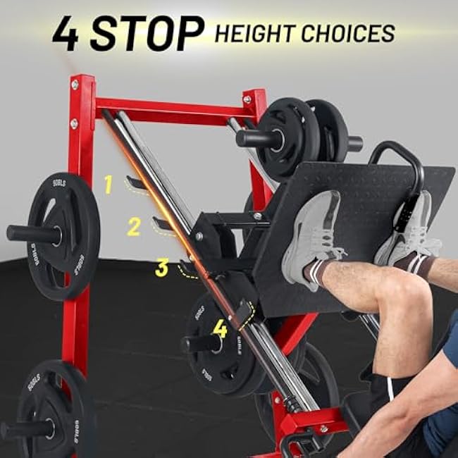 Leg Press Machine, Professional Adjustable Leg Press Machine for Home Gym with Calf Block, Squat Machine with Barbell Plate Storages, Heavy Duty Workout Equipment for Full Lower Body Workout