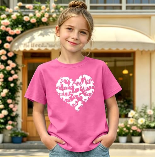 Image of Horse Shirts for Girls Love Horses Shirt Youth Horseback Riding Casual Animal Graphic Tees 8-15 Year Old