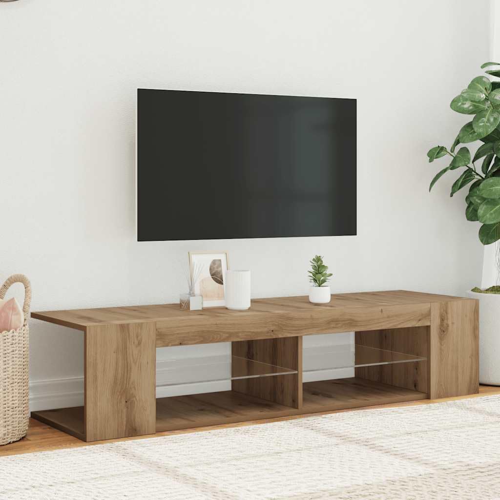 Szafka pod telewizor LED 90 x 39 x 30 cm, dąb, rękodzieło