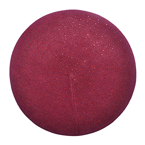 Zlyc Womens French Beret Hat, Reversible Solid Color Cashmere Knit Warm Beret Cap For Girls (Burgundy) #TOP3