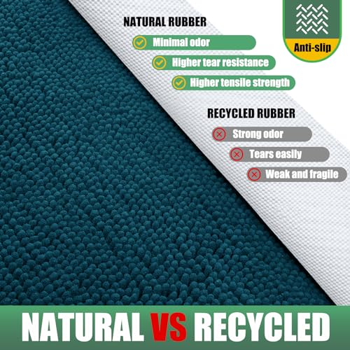 IM HOME Chenille Absorbent Outdoor Doormat 71" x 25", Washable Muddy Door Mats for Dog Non Slip Heavy Indoor Doormat Soft Front Inside Doormats for Entryway, Mud Dog Paws, Patio Teal Blue