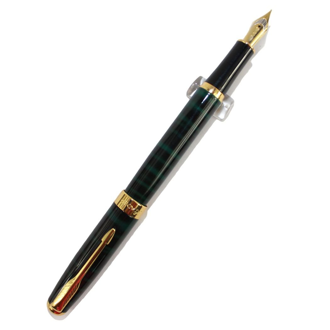 Gullor Executive Arrow Iridium Medium Nib Fountain Pen Baoer 388 Black and Green Stripes, Black and Blue - Image 3