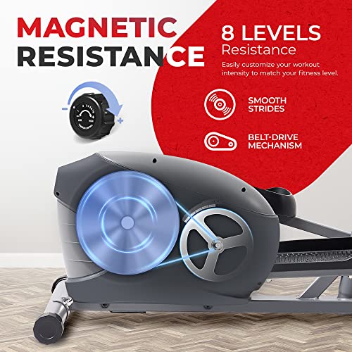 Sunny Health & Fitness Performance Compact Elliptical Machine with 8-Level Adjustable Resistance, Pulse Sensor & Exclusive SunnyFit App Enhanced Bluetooth Connectivity - SF-E320033 by Sunny Health & Fitness - Image 3