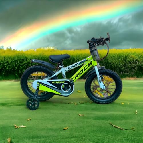 Image of Chicago Croccs BMX Kids Cycle, 14 Inches, Caliper Brake, Tire Tube, Ages 2-4 Years, Blue & Green (Green)